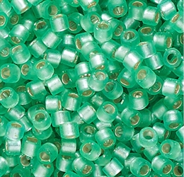 Seed beads, Delica 11/0, silver-lined mint green, 7,5 gram. DB0691V